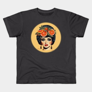 Retro Glamour: Empowering Elegance with Fruit Accents Kids T-Shirt